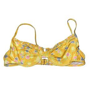 NWOT Heavy Manners Ruffled Up Lemons Underwire Bikini Top Women's X-Small XS